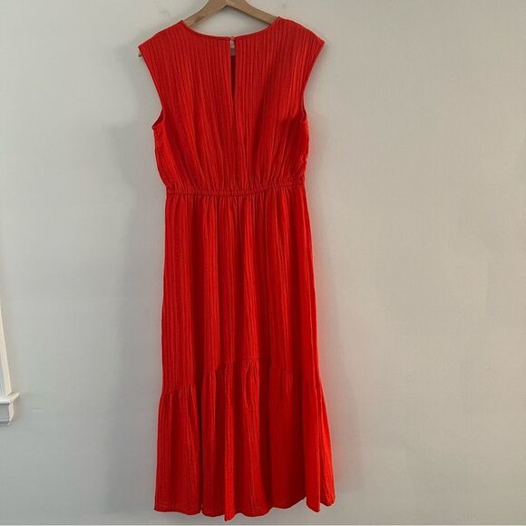 Nine West Textured Tiered Dress Sundress Poppy Lightweight Size Small - Picture 4 of 9